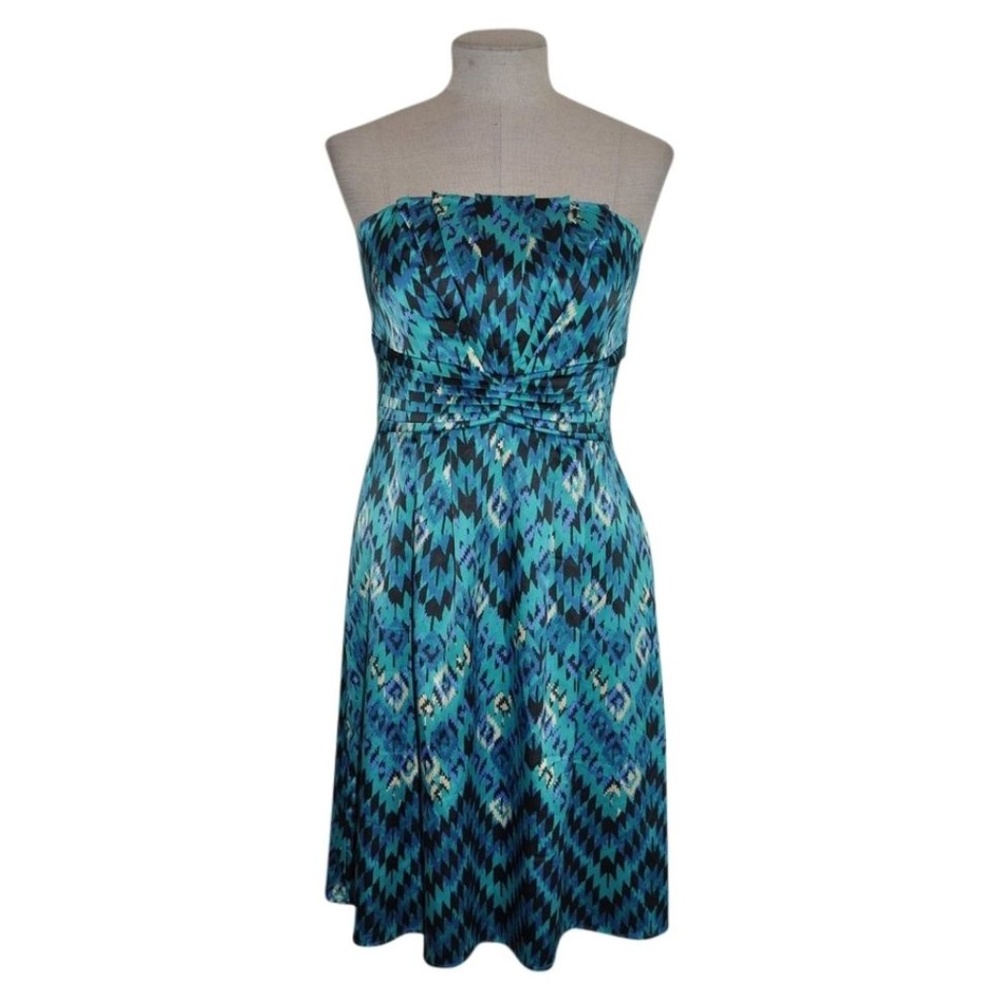 GIANNI BINI Aztec Print Strapless Cocktail Dress - Picture 1 of 7